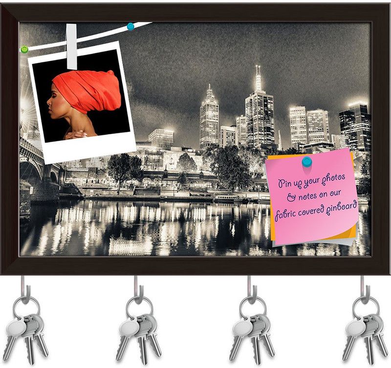 Artzfolio Stunning Night Skyline Of Melbourne Australia Pinboard Dark Brown17.6x12in Cork Bulletin Board  (Multicolor 17.6 x 12 inch (45 x 30 cms))