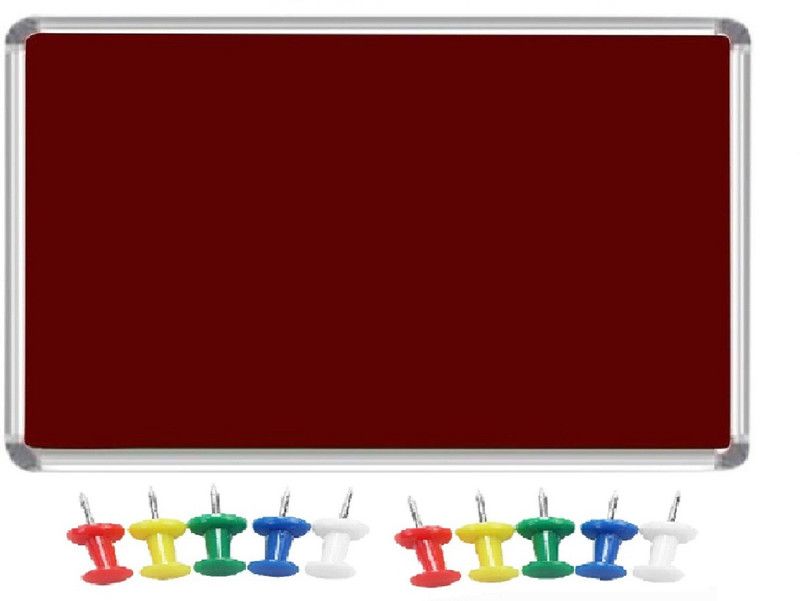 WRITOMAX Combi (Notice board + Whiteboard) Blue Nova 1.5' foot x 2' feet (10 board Pins) Pink board  (59 cm x 43 cm)
