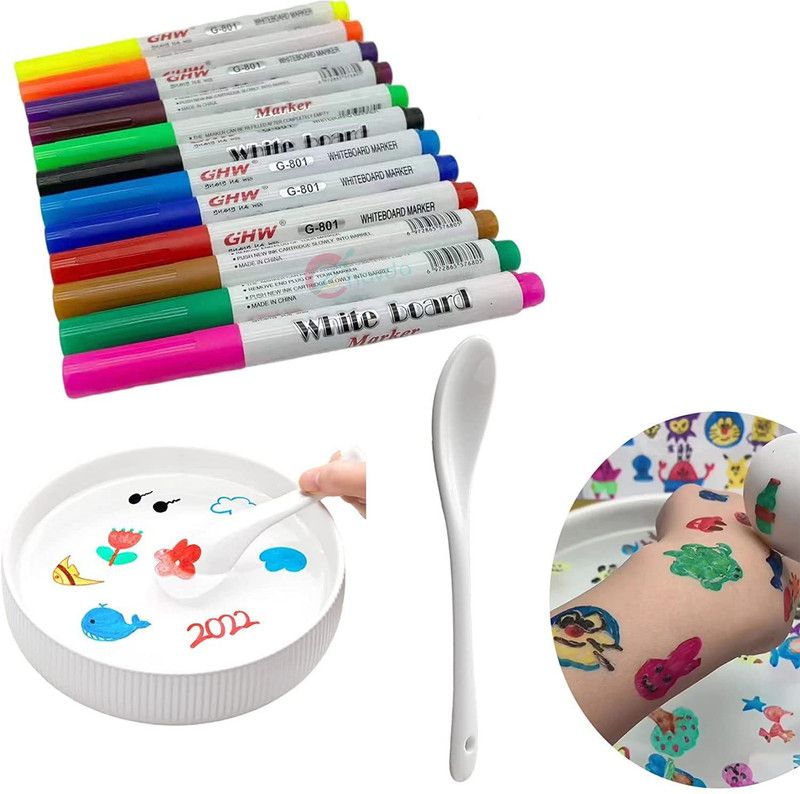 pelton Easy -To-Wipe Dry Erase Whiteboard Pen Doodle Water Floating Pen Smooth writing , Non-Toxic ink , Large capacity Nib Sketch Pens  (Set of 11, Multicolor)
