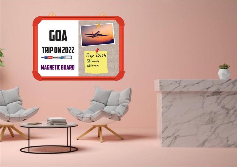WRITING AND DISPLAY MAGNETIC board 2*2 feet, ORANGE Aluminium (CLOUDS) Board CORK Bulletin Board  (CLOUDS)