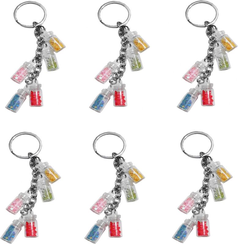 Red Champion Drift Bottle Keychain 5 Glass Bottle For Lover Gifts for Car Bags (Pack of 6) Key Chain