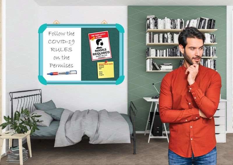 WRITING AND DISPLAY NON MAGNETIC board 1.5*2 feet, AQUA Aluminium FRAME (AMARILLO) Board CORK Bulletin Board  (AMARILLO)