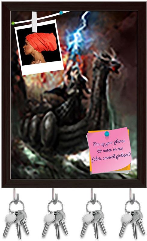 Artzfolio Wrath Of The God Of Lightning Pinboard & Key Holders Dark Brown Frame10x12.8inch Cork Bulletin Board  (Multicolor 10 x 12.8 inch (25 x 33 cms))