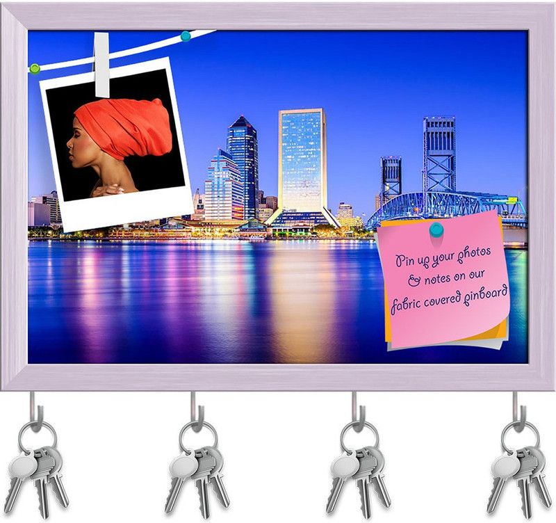 Artzfolio Downtown City Skyline Of Jacksonville Florida USA Pinboard White 11.5x8in Cork Bulletin Board  (Multicolor 11.5 x 8 inch (29 x 20 cms))
