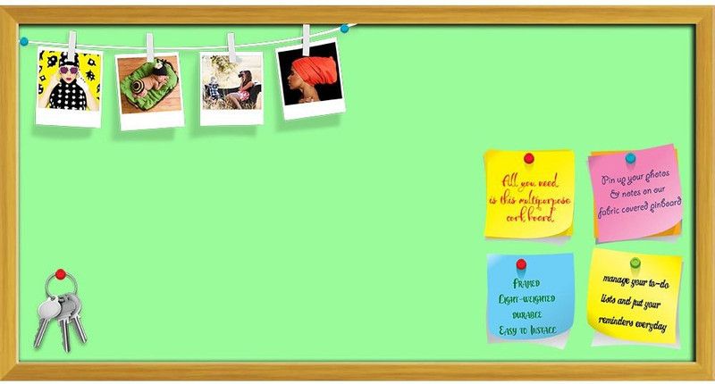 Artzfolio Greens Pale Green Colour Notice Pin Board Soft Board with Push Pins Cork Bulletin Board  (Pale Green 30 x 15 inch (76 x 38 cms))