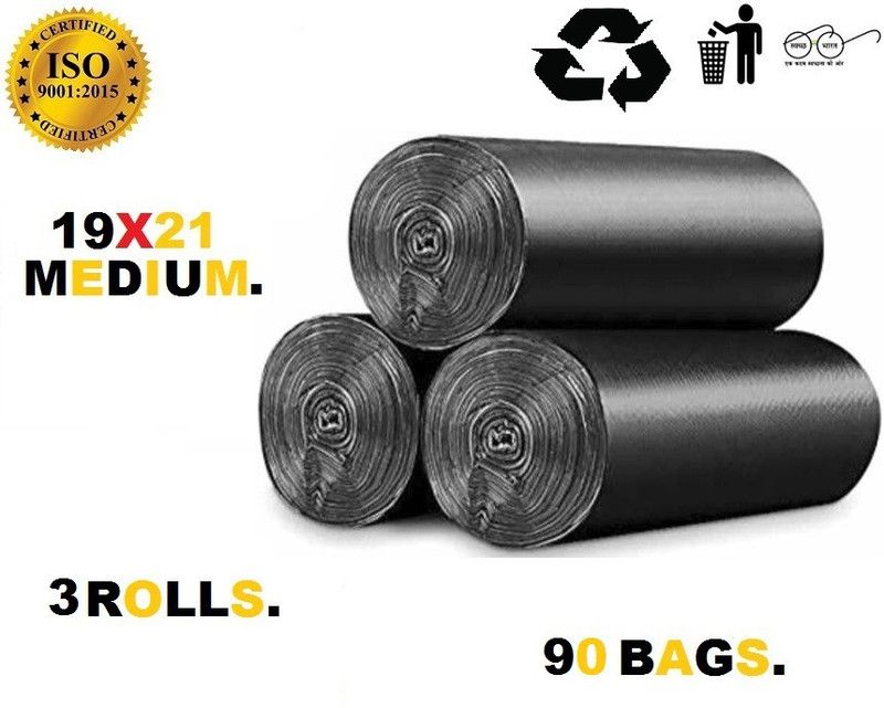 Arham 19X21 good quality thin trash bags disposable BLACK bags. Medium 13 L Garbage Bag  (90Bag )