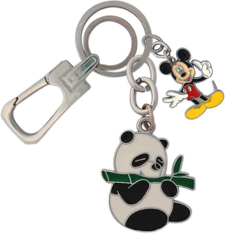 SHOKY LOOKS Cute panda eating with smiley mickey Best Quality Hanging Lock lightweight Key Chain