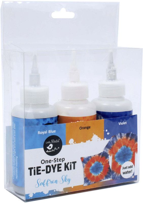 LITTLE BIRDIE One Step Tie Dye Saffron Sky Kit 3Pcs  (Set of 3, Saffron)