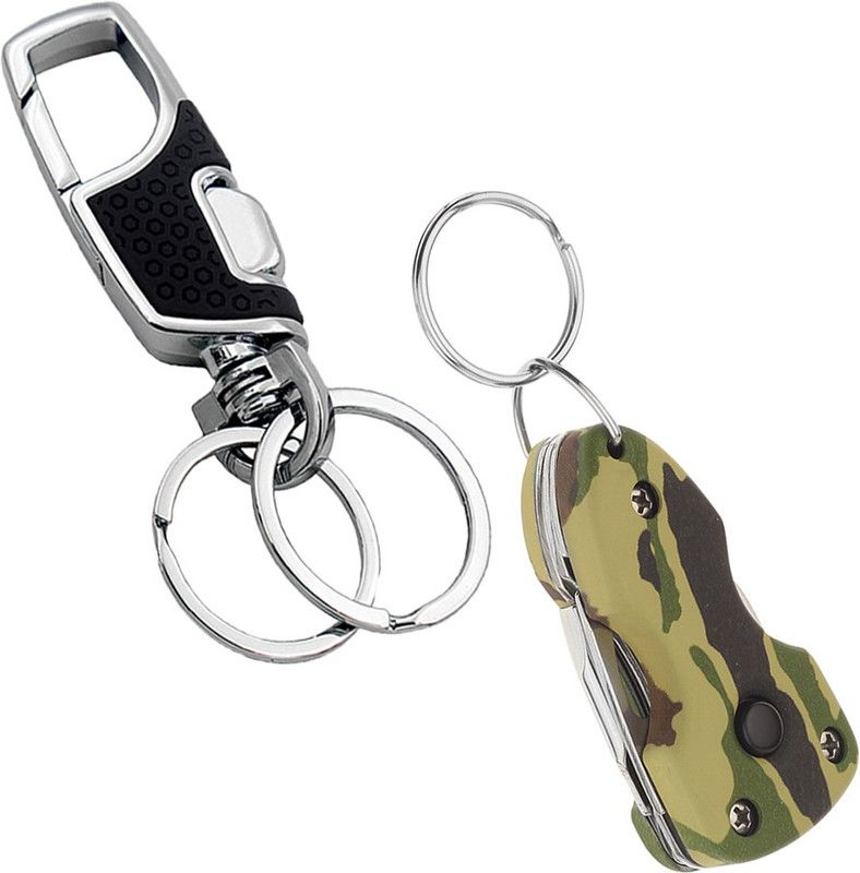 StealODeal Black Metal Hook with Multi-Colour Keychain Key Chain