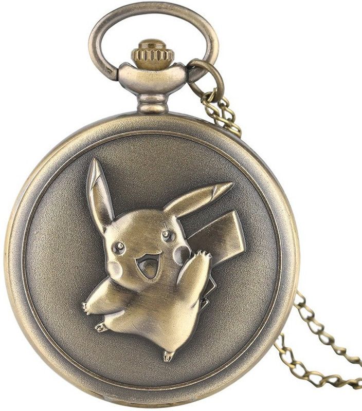 prishio Antique Steampunk Vintage Pocket Watch Metal Keychain for Gifting Pikachu Key Chain