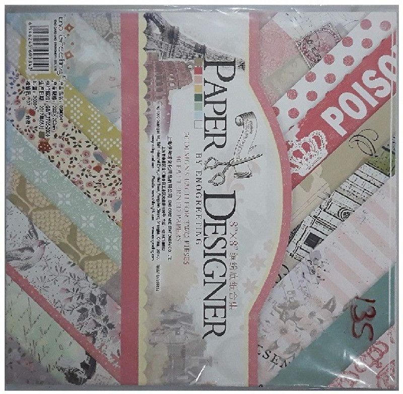 MOREL BEAUTIFUL PATTERN PRINTED PAPERS FOR ART N CRAFT (MULTICOLOUR) 40 PATTERENED PAPERS SIZE 8INCH * 8 INCH UNRULED 8 INCH 75 gsm Craft paper  (Set of 1, Multicolor)