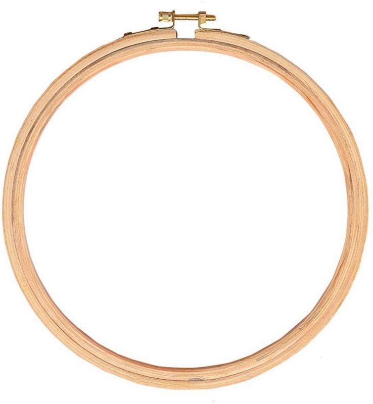 nimi creation 6 inches of wooden embroidery hoop ring frame 5 ply brass screw (golden color) pack of 1 Embroidery Frame  (Pack of 1)