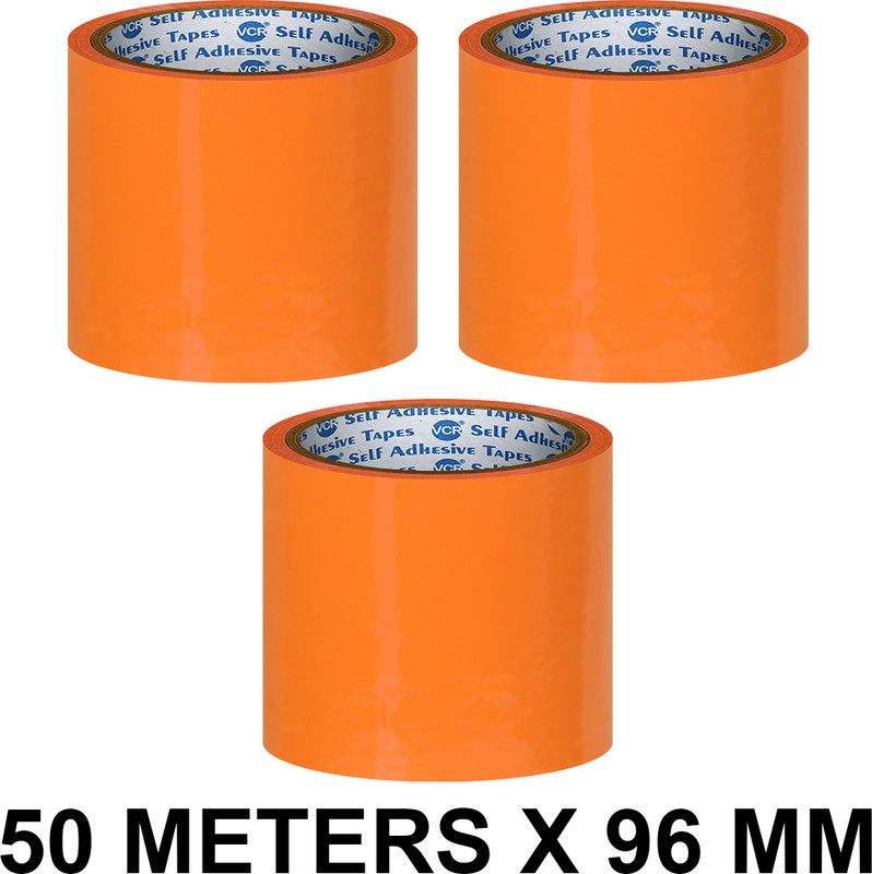 VCR Orange Color Tape - 50 Meters in Length - 96mm / 4" Width Handheld Color Tape (Manual)  (Set of 3, Orange)