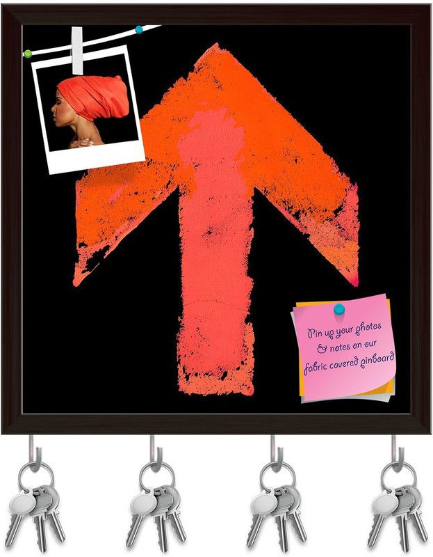 Artzfolio Grunge Design Arrows D1 Pinboard with Key Holders Dark Brown Frame16x16inch Cork Bulletin Board  (Multicolor 16 x 16 inch (41 x 41 cms))