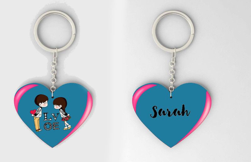 Festa Sarah Name Beautiful Heart Shape Arclic Keychain Best Gifts for Your Special/Grils Friend/Boy Friend/Husband/Wife/Boss(Pack Of 2) Key Chain