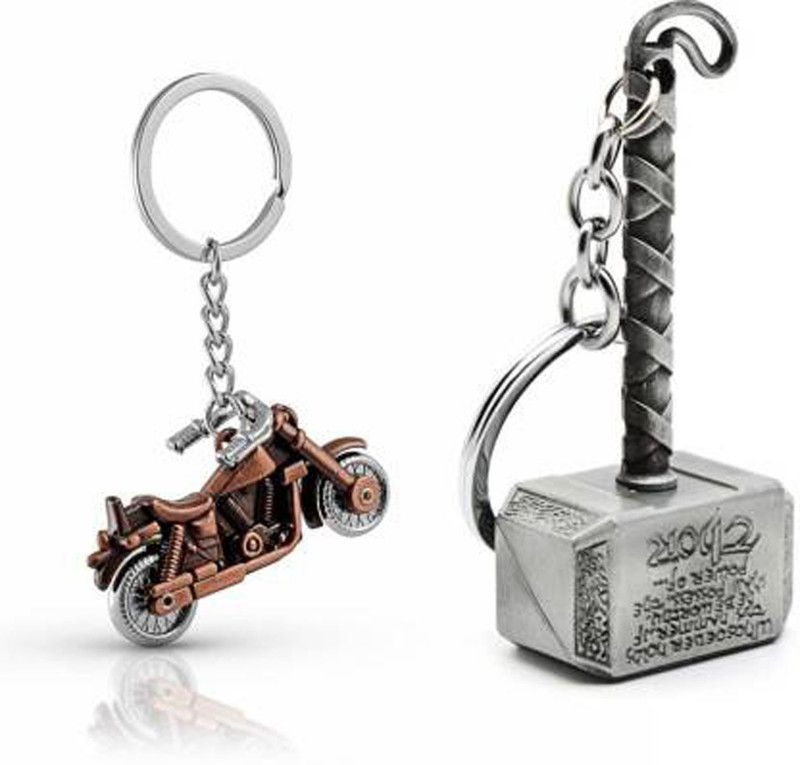 ShopTop Combo of Silver Thor Hammer and classic Bike Key Chain Key Chain