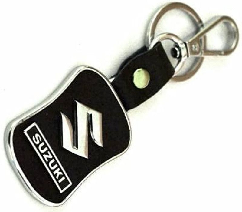 Jdp Novelty Suzuki Car Bike Keychain with Hook Lock Black Chrome Metal Key Chain