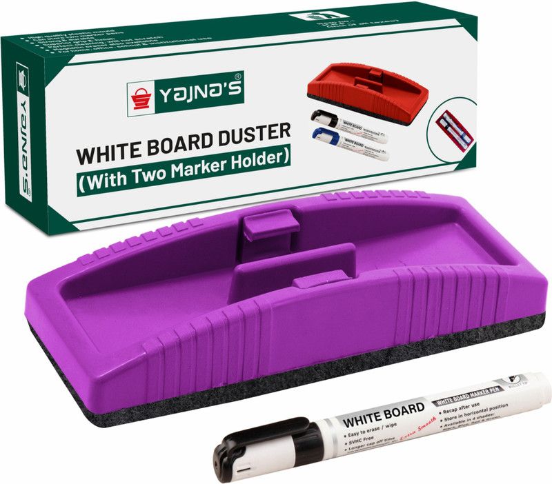 YAJNAS Non Magnetic Whiteboard Duster And Marker| Dry Erase Whiteboard Eraser for Erasing Whiteboard Marker or Chalkboard Writing - (Pack of 01 Duster And 1 Marker, Multicolor) Dusters  (Multicolor)
