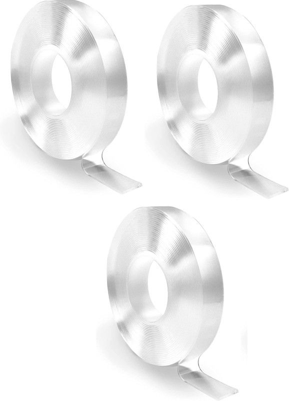 ABlue Clipper Double Sided Tape Double Sided Adhesive Silicon Tape (Manual)  (Set of 3, transparent)