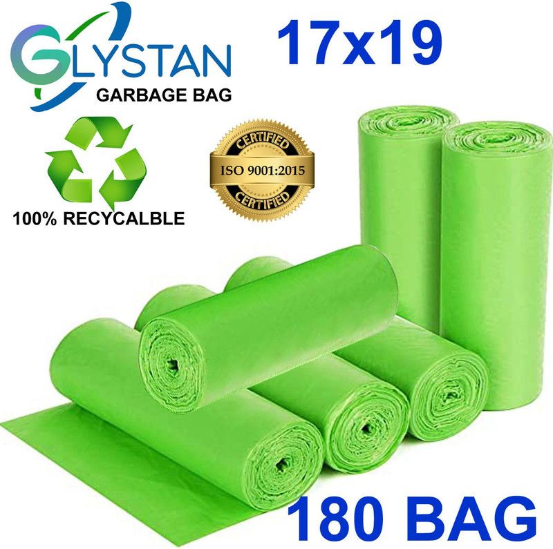 MJ Exim Garbage bag green 17x19 pack of 6x30 ( 180,piece ) Small 15 L Garbage Bag  (180Bag )