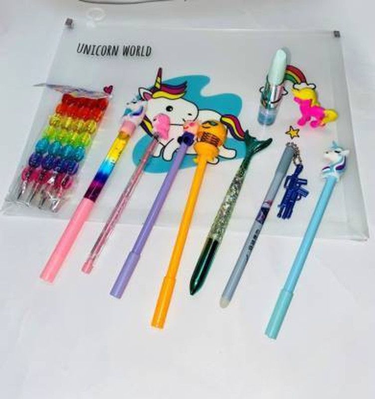 Bmentor Kids (Pack of 14) Unicorn Theme Folder And Stationary Items Stationary Set Accessory Tape Dot