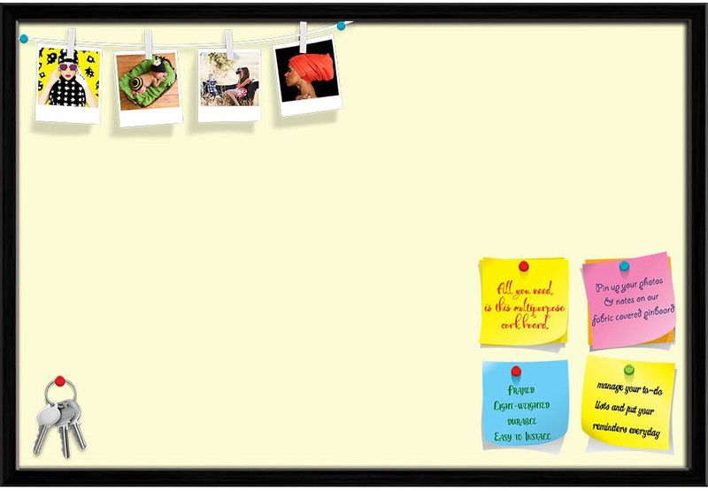 Artzfolio Yellows Light Goldenrod Yellow Colour Notice Pin Board Soft Board with Push Pins Cork Bulletin Board  (Light Goldenrod Yellow 30 x 20 inch (76 x 51 cms))