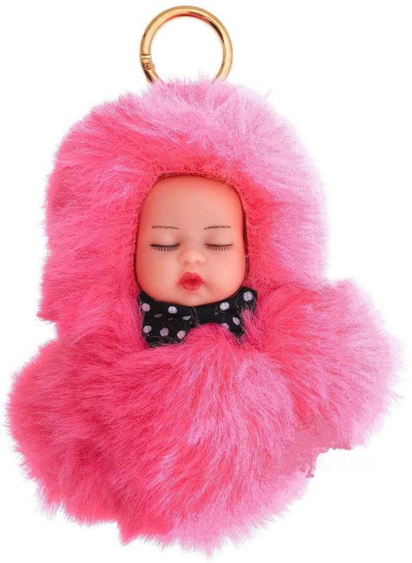BORING rabbit fur baby sleep doll Meng baby plush doll keychain bag pendant car Key Chain