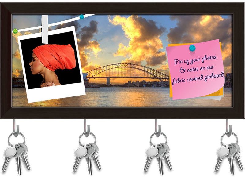Artzfolio Sydney Harbour With Opera House Australia Pinboard Key Hook Dark Brown17.6x8in Cork Bulletin Board  (Multicolor 17.6 x 8 inch (45 x 20 cms))