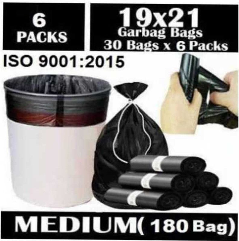 ShopeeBee garbage bags 19x21 black 06 roll Medium 12 L Garbage Bag  (180Bag )
