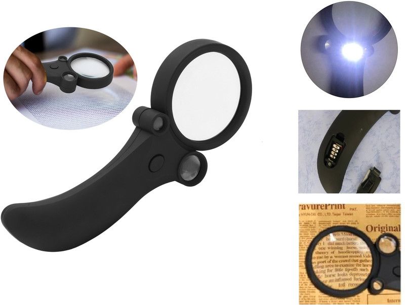 Bs Spy Magnifier High Definition Zoom Handheld Magnifying Glass with Light for Reading 2.5X, 25X, 55X Magnifying Glass  (Black)