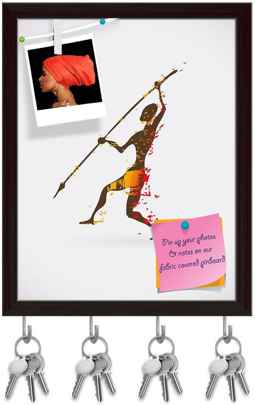 Artzfolio Traditional Ritual Dance D3 Pinboard with Key Holders Dark Brown Frame8x10inch Cork Bulletin Board  (Multicolor 8 x 10 inch (20 x 25 cms))
