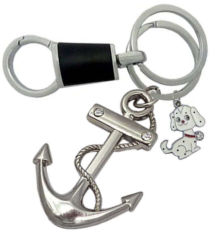 MGP FASHION Anchor With Puppy And Black Hook High Quality Full Metal Car Bike Men women girl Boy Gift Keyring Key Chain