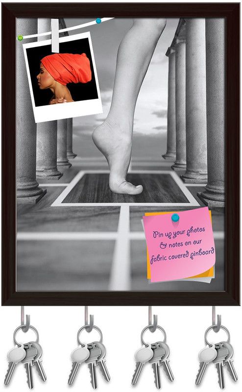 Artzfolio Abstract Fantasy Foot Pinboard with Key Holder Hooks Dark Brown Frame 8x10.2inch Cork Bulletin Board  (Multicolor 8 x 10.2 inch (20 x 26 cms))