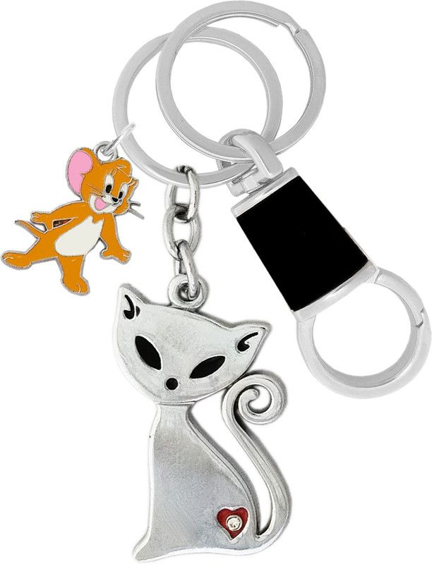 KYP Fashion Fashionable Charm Cute Cat Kitten & Cartoon Jerry Shape Pendant Keyring Silver Key Chain