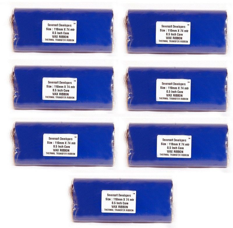 Sevensoft Developers 110MMX74Mtr Set of 7 Barcode Ribbon Non- adhesive Paper Label  (Blue)
