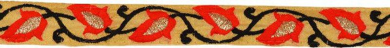 CRYSTAL CREATION E-460-Black & Red 9 Mtr Embroidery Lace with Thread Work for Dress Saree Lahenga Dupatta Gown Lace Reel  (Pack of 1)