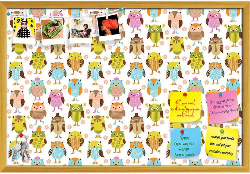 Artzfolio Pretty Birds Notice Pin Board Golden Frame 36 x 24 inch (91 x 61 cms) Cork Bulletin Board  (Golden Frame 36 x 24 inch (91 x 61 cms))