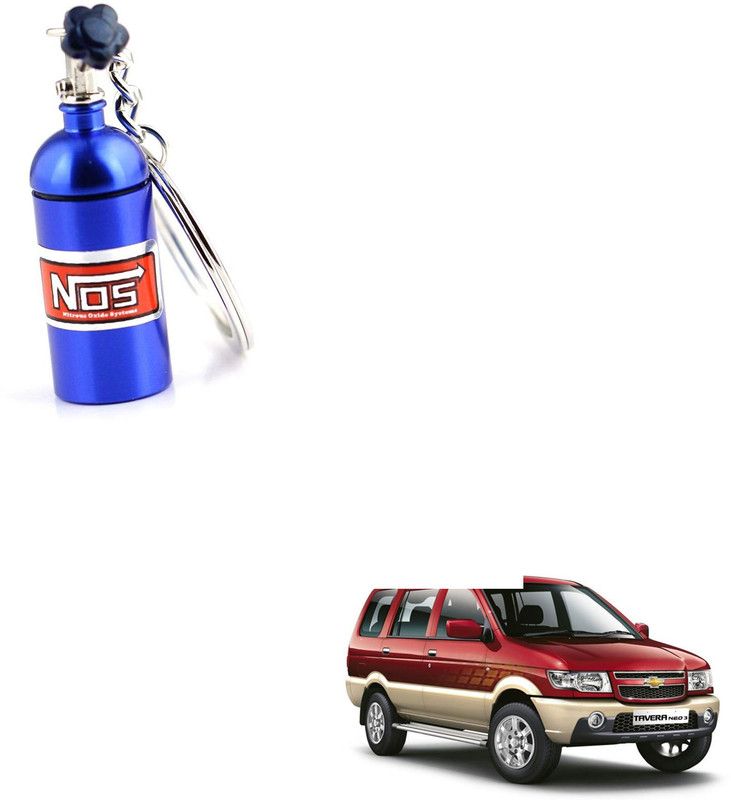 SEMAPHORE NOS Bottle Keychain Pill Box Storage Key Ring Blue for Chevrolet Tavera Key Chain