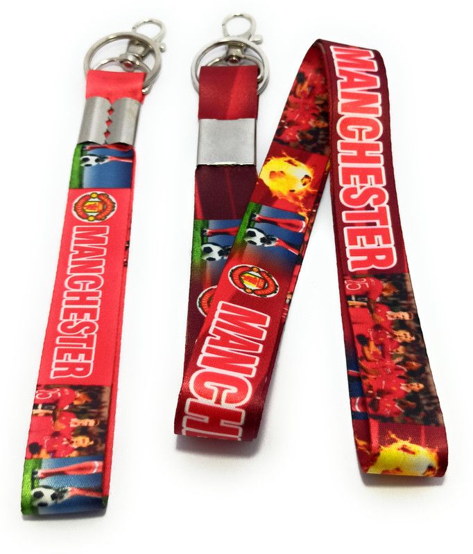 Key Era Football Club Manchester id Tag Holder Fabric Set Of 2 Keychain And Lanyard  (Multicolour)