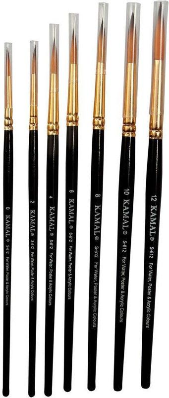 KAMAL Artist Quality Painting Brush Taklon  (Black)