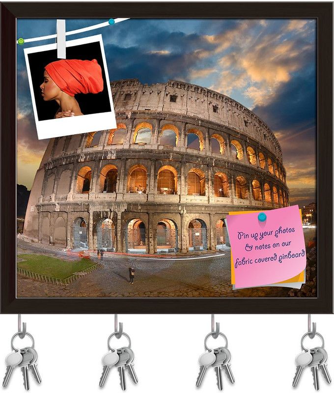 Artzfolio Autumn Sunset In Rome Italy Pinboard with Key Holders Dark Brown Frame8.5x8inch Cork Bulletin Board  (Multicolor 8.5 x 8 inch (22 x 20 cms))