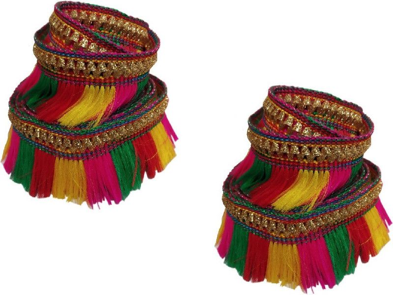 Adhvik CWG0126-001 Set Of 2 (20 Mtr Roll and 3.1cm Width) Multicolor Kiran Gota Trim Laces and Borders for Bridal Ethnic Dresses Suits Sarees Falls Lehengas Embellishment Clothes Apparels Sewing Decorations Arts and Crafts Lace Reel  (Pack of 2)