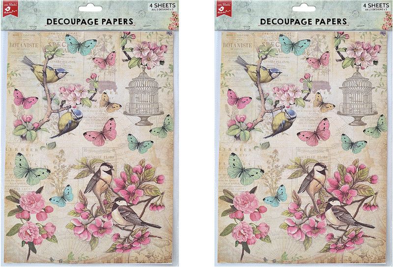 LITTLE BIRDIE DECOUPAGE PAPER A4 ROBIN GRDEN/ CHIRPY ROBBINS4 SHEETS Silhouette Paper Sheet  (297 mm x 210 mm)