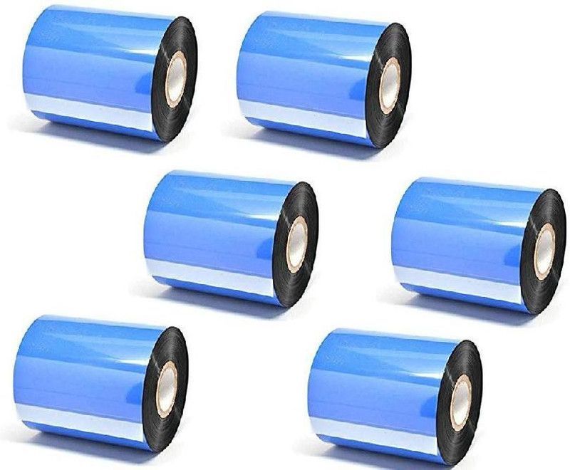 youlogic 55x300mtr Wax Resin Ribbons Ink Barcode Labels ink Hight Quality Pack of 6 paper Paper Label  (Black)