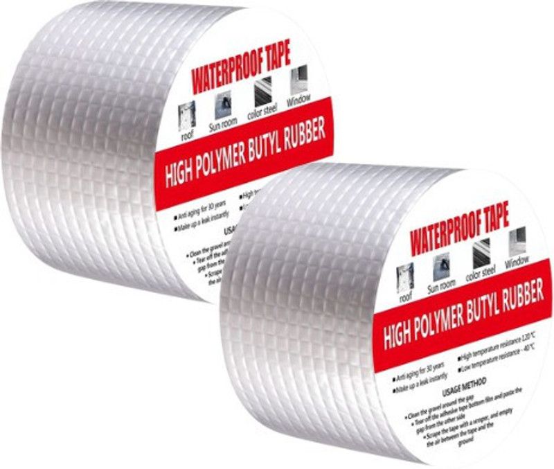 chillyfit Duct Tape, Super Waterproof Tape, Strong flex heavy duty water tape for leakage Aluminium foil tape for water leakage solution, Kitchen Sink - 5 meters x 5cm Strong adhesive tape for water leakage solution (Automatic)  (Set of 2, Silver)