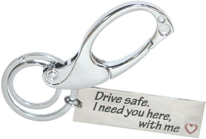 Aura Single Sided Imported HYS01 Drive Safe Hook Keyring Engraved In Stainless Steel Key Chain