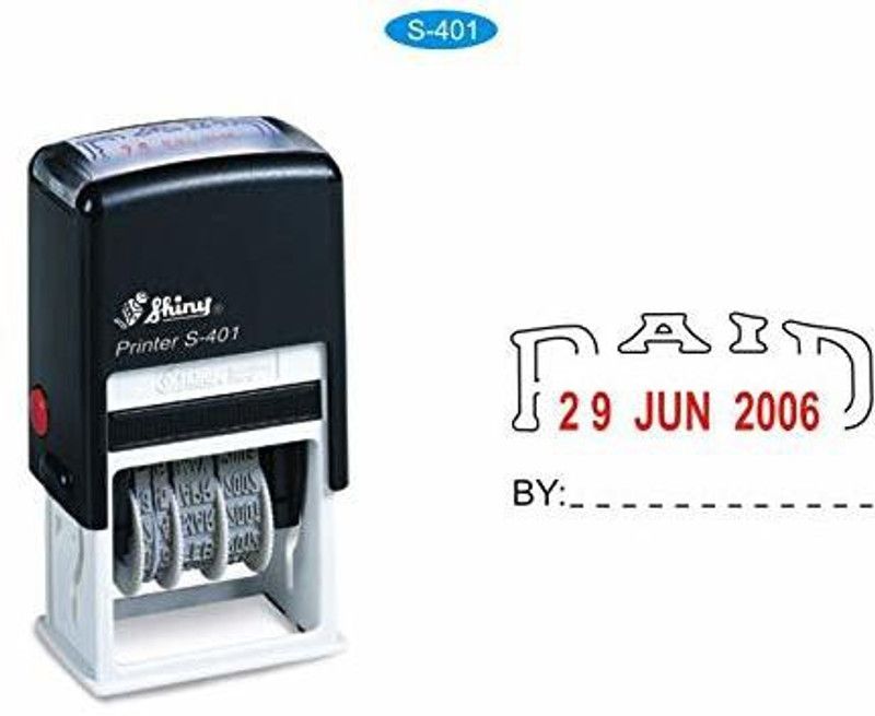 SHINY Date Stamp with Text Paid Self - Ink  (Standerd, Blue)