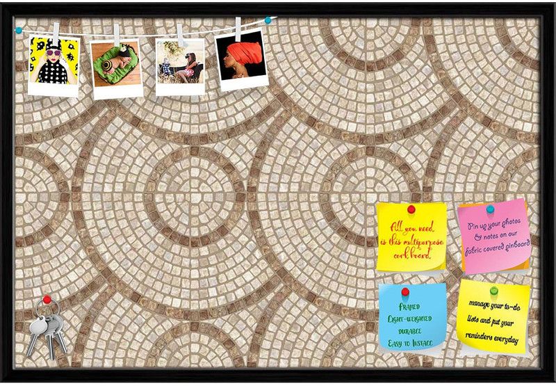 Artzfolio Brown Mosaic Notice Pin Board Black Frame 18 x 12 inch (46 x 30 cms) Cork Bulletin Board  (Black Frame 18 x 12 inch (46 x 30 cms))