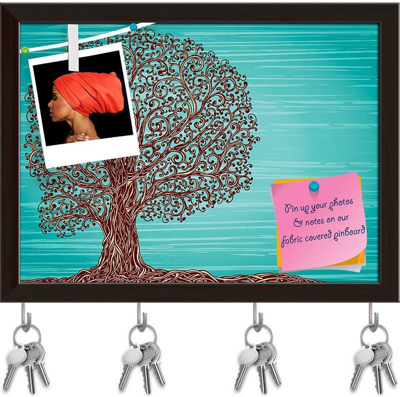 Artzfolio Old Graphic Tree With Twisted Roots & Branches Pinboard Dark Brown13.5x10in Cork Bulletin Board  (Multicolor 13.5 x 10 inch (34 x 25 cms))