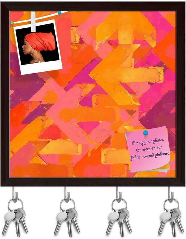 Artzfolio Grunge Design Arrows D3 Pinboard with Key Holders Dark Brown Frame16x16inch Cork Bulletin Board  (Multicolor 16 x 16 inch (41 x 41 cms))